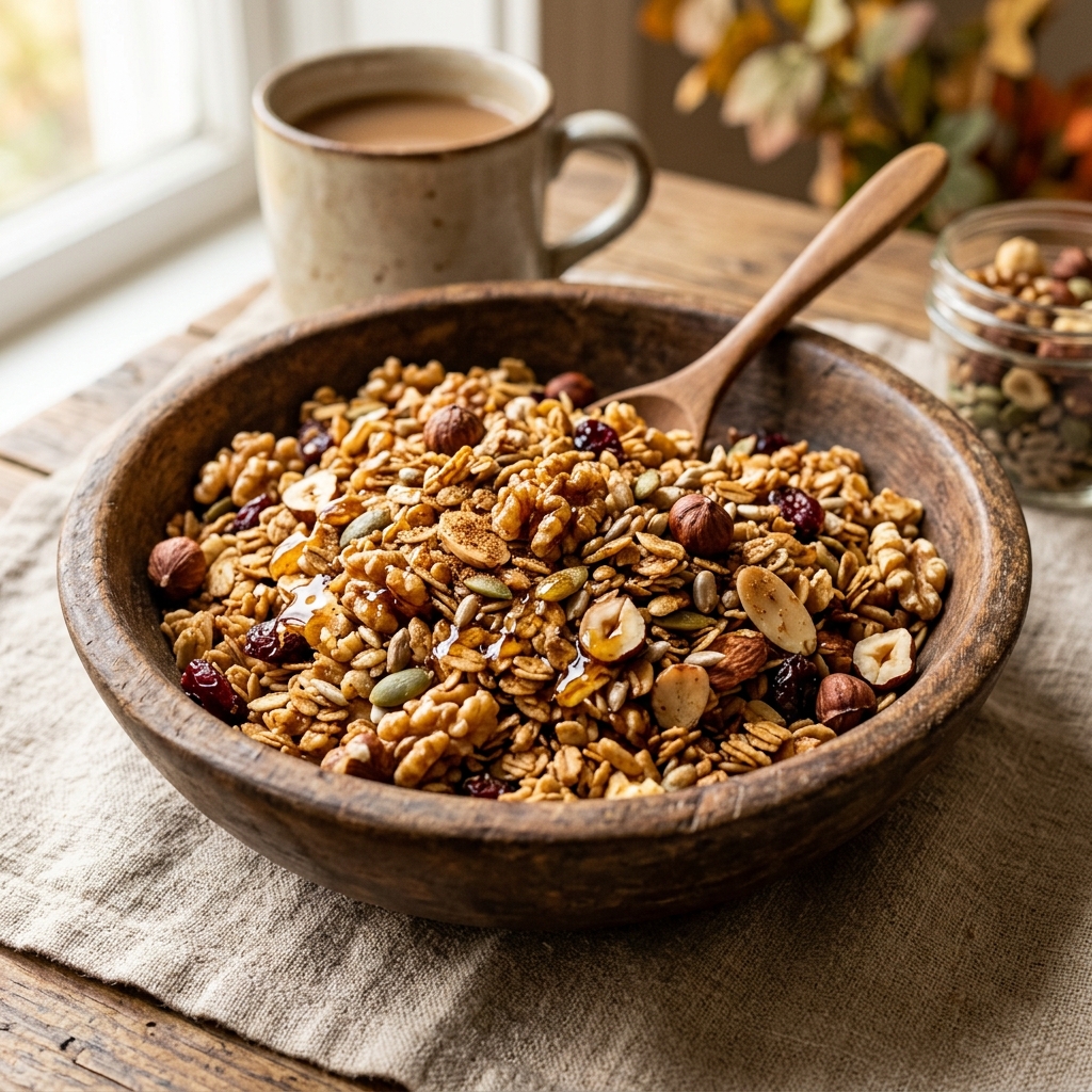 Jesenná Dyňová Granola s Javorovým Sirupem